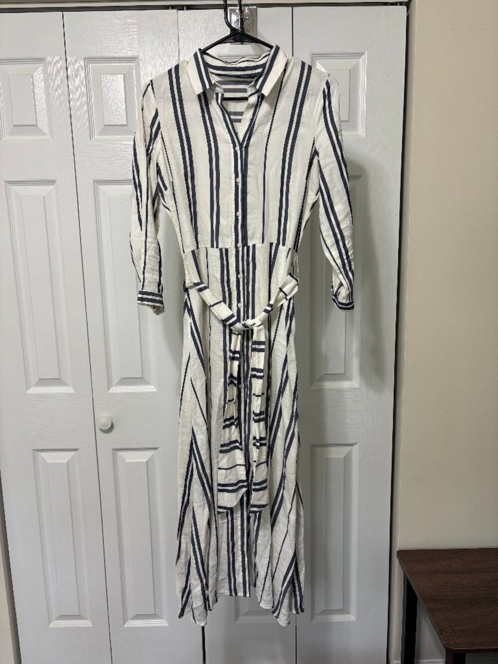 Zara Striped Midi Tie-Front Dress